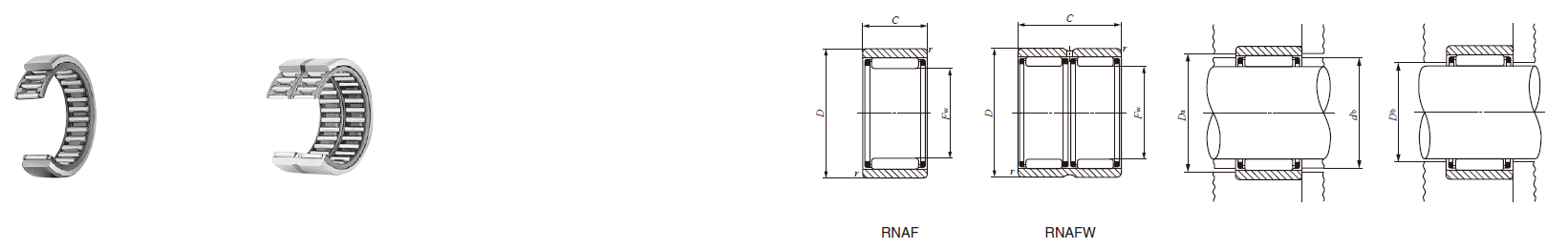 IKO RNAF 354716,RNAFW 354732 NEEDLE ROLLER BEARINGS WITH SEPARABLE CAGE