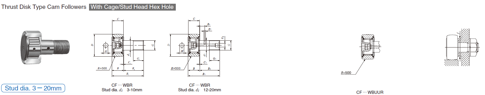 IKO CF 18 WBR,CF 18 WBUUR CAM FOLLOWERS