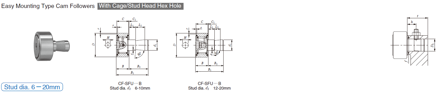 IKO CF-SFU-6 B,CF-SFU- 8 B CAM FOLLOWERS